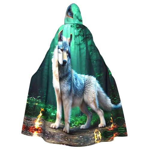 MJHKXLJ Wolf Prints Kapuzenumhang für Halloween, Rollenspiele und Kostümpartys von MJHKXLJ