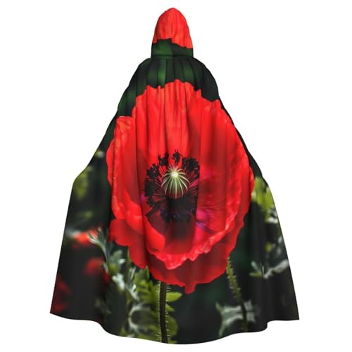 MJHKXLJ Wunderschöner roter Mohnblumen-Umhang mit Kapuze für Halloween, Rollenspiele und Kostümpartys von MJHKXLJ