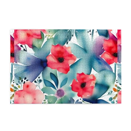 Mjhkxlj Puzzles, 1000 Teile, Aquarell-Blumenmuster, Bildqualität, Holzpuzzle für Erwachsene und Kinder, lustige Puzzles, Stressabbau-Puzzles Mjhkxlj Puzzles, 1000 Teile, Aquarell-Blumenmuster, Bildqualität, Holzpuzzle für Erwachsene und Kinder, lustige Puzzles, Stressabbau-Puzzles von MJHKXLJ
