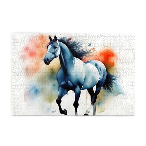 Mjhkxlj Puzzles, 1000 Teile, Aquarell-Pferd, Bildqualität, Holzpuzzle für Erwachsene und Kinder, lustige Puzzles, Stressabbau-Puzzles Mjhkxlj Puzzles, 1000 Teile, Aquarell-Pferd, Bildqualität, Holzpuzzle für Erwachsene und Kinder, lustige Puzzles, Stressabbau-Puzzles von MJHKXLJ