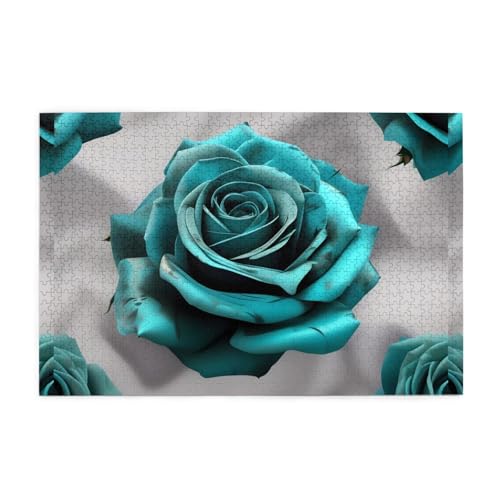 Mjhkxlj Puzzles, 1000 Teile, blaugrüne Rose, Blume, Bildqualität, Holzpuzzle für Erwachsene und Kinder, lustige Puzzles, Stressabbau-Puzzles Mjhkxlj Puzzles, 1000 Teile, blaugrüne Rose, Blume, Bildqualität, Holzpuzzle für Erwachsene und Kinder, lustige Puzzles, Stressabbau-Puzzles von MJHKXLJ