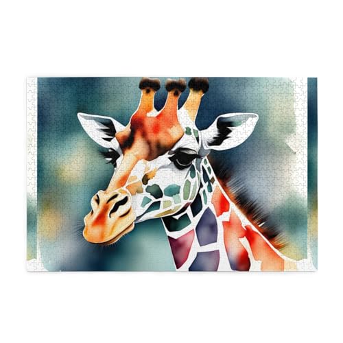 Mjhkxlj Puzzles, 1000 Teile, stilvolles Tier-Aquarell-Giraffen-Bild-Qualität, Holzpuzzle für Erwachsene und Kinder, lustige Puzzles, Stressabbau-Puzzles Mjhkxlj Puzzles, 1000 Teile, stilvolles Tier-Aquarell-Giraffen-Bild-Qualität, Holzpuzzle für Erwachsene und Kinder, lustige Puzzles, Stressabbau-Puzzles von MJHKXLJ