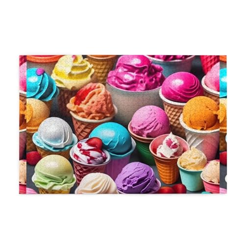 Mjhkxlj Puzzles, 1000 Teile, viele farbige Eiscreme, Bildqualität, Holzpuzzle für Erwachsene und Kinder, lustige Puzzles, stressabbauende Puzzles Mjhkxlj Puzzles, 1000 Teile, viele farbige Eiscreme, Bildqualität, Holzpuzzle für Erwachsene und Kinder, lustige Puzzles, stressabbauende Puzzles von MJHKXLJ