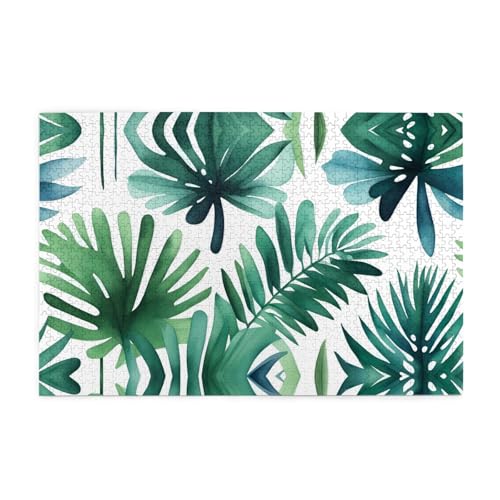 Mjhkxlj Puzzles, tropische Palmenblätter, Aquarellbild, Qualität, Holzpuzzle für Erwachsene und Kinder, lustige Puzzles, Stressabbau-Puzzles, 1000 Teile Mjhkxlj Puzzles, tropische Palmenblätter, Aquarellbild, Qualität, Holzpuzzle für Erwachsene und Kinder, lustige Puzzles, Stressabbau-Puzzles, 1000 Teile von MJHKXLJ