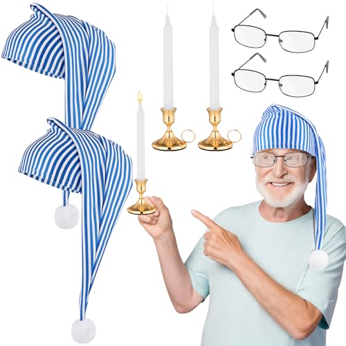 2er-Set Herren-Pyjama-Zubehör-Set enthält Herren-Schlafmütze, Kerzenhalter, Brille und Kerze für Halloween, Weihnachten, Cosplay-Kostüm 2er-Set Herren-Pyjama-Zubehör-Set enthält Herren-Schlafmütze, Kerzenhalter, Brille und Kerze für Halloween, Weihnachten, Cosplay-Kostüm von MJOGGOTT