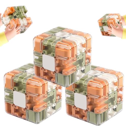 Großer Labyrinth-3D-Puzzle-Labyrinthwürfel – Spannendes Denkspiel, Herausforderndes Hand-Denkspiel Mit Stahlkugel, Tragbarer Interaktiver Puzzlewürfel Für Konzentrationstraining(3pcs) von MJOYIS