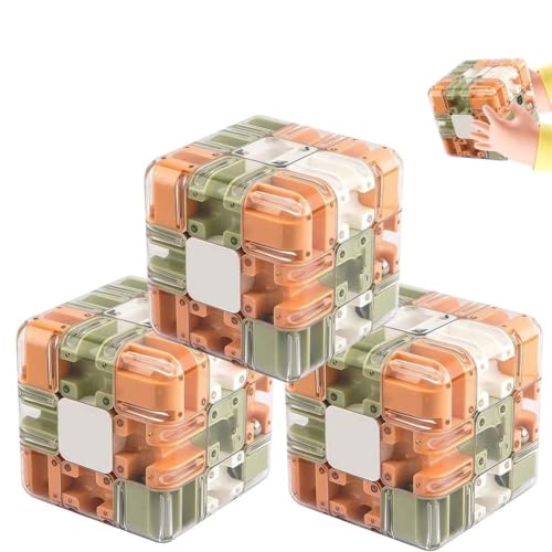 Großer Labyrinth-3D-Puzzle-Labyrinthwürfel – Spannendes Denkspiel, Herausforderndes Hand-Denkspiel Mit Stahlkugel, Tragbarer Interaktiver Puzzlewürfel Für Konzentrationstraining(3pcs) von MJOYIS