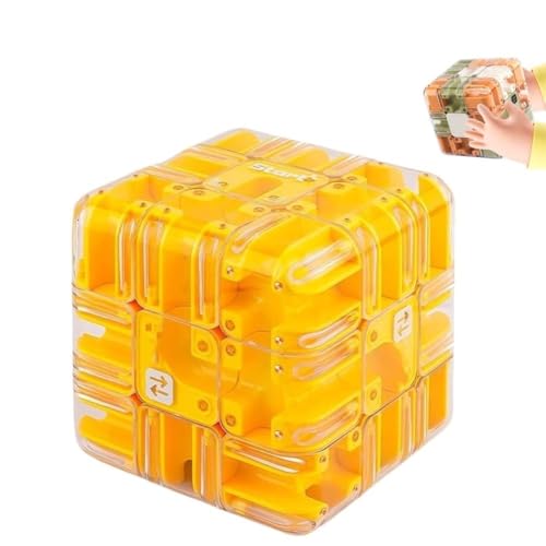 Großer Labyrinth-3D-Puzzle-Labyrinthwürfel – Spannendes Denkspiel, Herausforderndes Hand-Denkspiel Mit Stahlkugel, Tragbarer Interaktiver Puzzlewürfel Für Konzentrationstraining(Orange) von MJOYIS