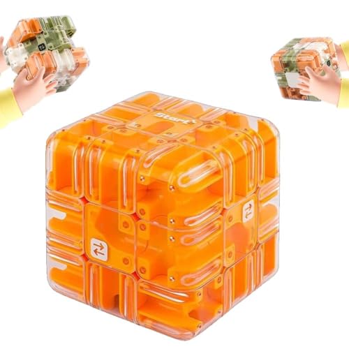 Großer Labyrinth-3D-Puzzle-Labyrinthwürfel – Spannendes Denkspiel, Herausforderndes Hand-Denkspiel Mit Stahlkugel, Tragbarer Interaktiver Puzzlewürfel Für Konzentrationstraining(Yellow) von MJOYIS