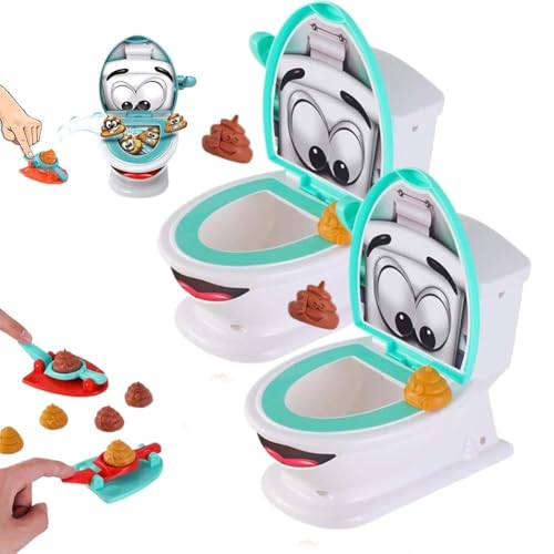 Interaktives KOT-Schießspiel-Set Für Familienspaß, Toiletten-Zielspiel Für Die Familie, Gummi-KOT-Schießspielzeug-Set Mit Werfern Und Toilettenschüssel(2pcs) von MJOYIS