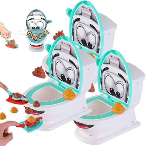Interaktives KOT-Schießspiel-Set Für Familienspaß, Toiletten-Zielspiel Für Die Familie, Gummi-KOT-Schießspielzeug-Set Mit Werfern Und Toilettenschüssel(3pcs) von MJOYIS