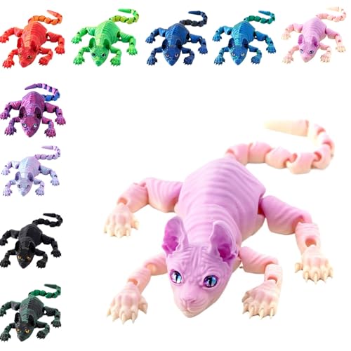 Mystic Meow – 3D-schutzkatze, 3D-gedruckte Haarlose Katze, Modell Einer Haarlosen Katze aus Kristall, Bunte Katzenarmstatue, Katzenbüro-heimdekor für Katzenliebhaber(StyleE,22cm/8.66in) von MJOYIS