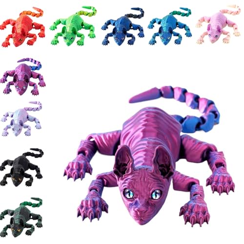 Mystic Meow – 3D-schutzkatze, 3D-gedruckte Haarlose Katze, Modell Einer Haarlosen Katze aus Kristall, Bunte Katzenarmstatue, Katzenbüro-heimdekor für Katzenliebhaber(StyleF,30cm/11.8in) von MJOYIS