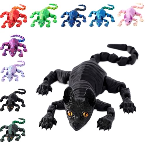 Mystic Meow – 3D-schutzkatze, 3D-gedruckte Haarlose Katze, Modell Einer Haarlosen Katze aus Kristall, Bunte Katzenarmstatue, Katzenbüro-heimdekor für Katzenliebhaber(StyleH,30cm/11.8in) von MJOYIS