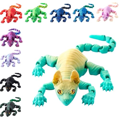 Mystic Meow – 3D-schutzkatze, 3D-gedruckte Haarlose Katze, Modell Einer Haarlosen Katze aus Kristall, Bunte Katzenarmstatue, Katzenbüro-heimdekor für Katzenliebhaber(StyleK,22cm/8.66in) von MJOYIS