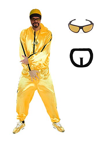 MJPARTY Herren 90er Jahre Rapper Kostüm Muschelanzug Kostüm Trainingsanzug Rapper Kostüm (L (Brust: 111,8 - 121,9 cm) von MJPARTY