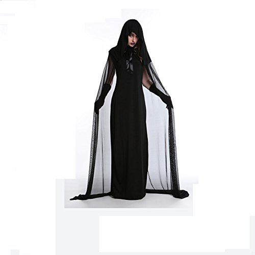MJPARTY Ladies Wicked Witch Fancy Dress Costume Halloween Vamp Bride Hooded Cape and Dress von MJPARTY