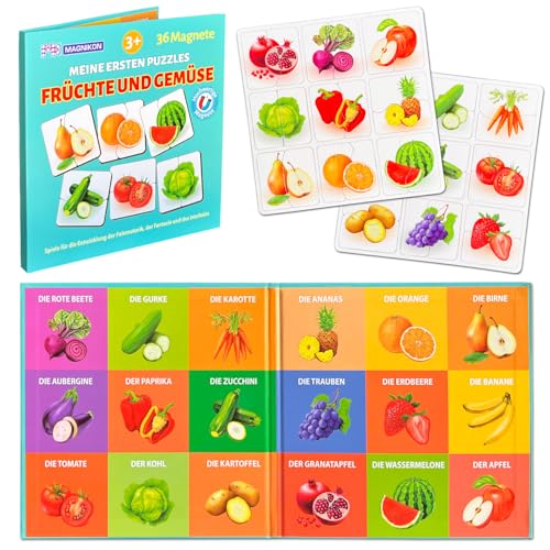 MAGNIKON, Magnetpuzzles Früchte und Gemüse, 18 Puzzles mit je 2 Teile, Meine Ersten Magnet Puzzle, Obst und Gemüse Erlernen, Kinder Beschäftigung für Unterwegs MAGNIKON, Magnetpuzzles Früchte und Gemüse, 18 Puzzles mit je 2 Teile, Meine Ersten Magnet Puzzle, Obst und Gemüse Erlernen, Kinder Beschäftigung für Unterwegs von MK MAGNIKON