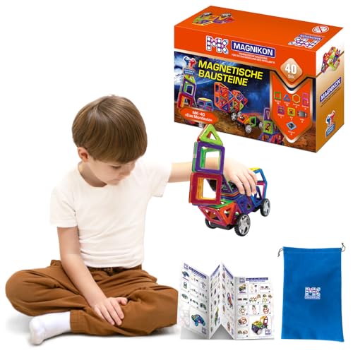 MK MAGNIKON Magnetische Bausteine, Magnetsteine MK-40 Das Mondauto, 40 Teile, Standardgröße, Bauklötze, Magnete Kinder, Konstruktionsspielzeug, Magnet Bausteine, Magnetspiel ab 3 Jahre von MK MAGNIKON