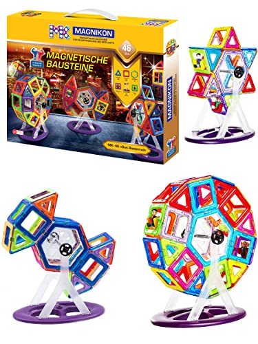 MAGNIKON Magnetische Bausteine “Das Riesenrad” - Magnetbau-Set 46-teilig, Magnetbausteine, ideal als Konstruktionsspielzeug zur Förderung von Kreativität & Motorik,für Kinder ab 3 Jahre von MK MAGNIKON