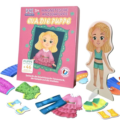 MAGNIKON Magnetische Anziehpuppe Eva die Puppe, Magnet Puppen zum Anziehen, Magnet Anziehpuppen, Spielzeug für unterwegs, Anziehbuch, Magnetspiel mit 46 Magneten MAGNIKON Magnetische Anziehpuppe Eva die Puppe, Magnet Puppen zum Anziehen, Magnet Anziehpuppen, Spielzeug für unterwegs, Anziehbuch, Magnetspiel mit 46 Magneten von MK MAGNIKON