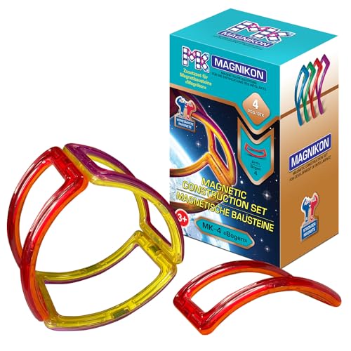 MAGNIKON Magnetische Bausteine Bogen 4 STK — Zusatzset Magnetspiel Magnetbausteine Magnete Kinder Spiel Magnetic Building Blocks Magnetsteine Magnetspielzeug ab 3 Jahre von MK MAGNIKON