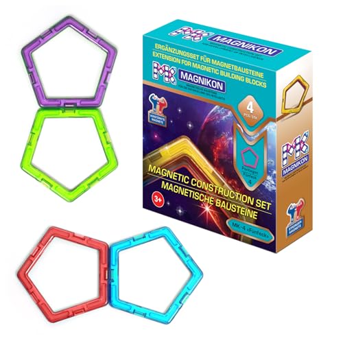 MAGNIKON Magnetische Bausteine Ersatzset | Magnetbausteine | Kinderspielzeug ab 3 Jahre | Geschenk Für Mädchen, Jungen | Montessori Spielzeug | (Fünfecke) von MK MAGNIKON