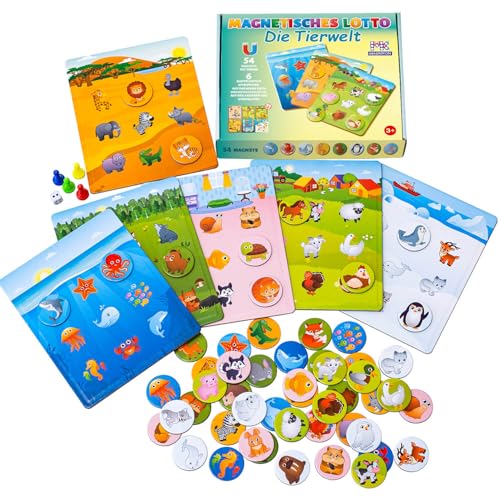 MAGNIKON Magnetisches Lotto Tiere, Bingo Spiel für Kinder ab 3 Jahren, Lotto Memory Spiel, 54 Magnete, 6 Doppelseitige Spielfelder, Bilderlotto Autos, Lernspiel ab 3 Jahre MAGNIKON Magnetisches Lotto Tiere, Bingo Spiel für Kinder ab 3 Jahren, Lotto Memory Spiel, 54 Magnete, 6 Doppelseitige Spielfelder, Bilderlotto Autos, Lernspiel ab 3 Jahre von MK MAGNIKON
