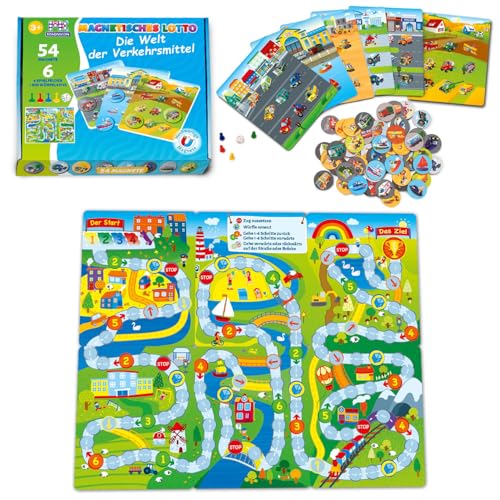 MAGNIKON Magnetisches Lotto Verkehrsmittel, Bingo Spiel für Kinder ab 3 Jahren, Lotto Memory Spiel, 54 Magnete, 6 Doppelseitige Spielfelder, Bilderlotto Autos, Lernspiel ab 3 Jahre MAGNIKON Magnetisches Lotto Verkehrsmittel, Bingo Spiel für Kinder ab 3 Jahren, Lotto Memory Spiel, 54 Magnete, 6 Doppelseitige Spielfelder, Bilderlotto Autos, Lernspiel ab 3 Jahre von MK MAGNIKON