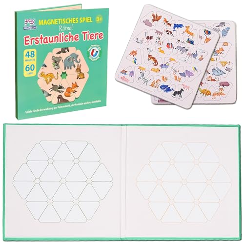 MAGNIKON Magnetisches Spiel Rätsel Erstaunliche Tiere, 46 Magnete, Lernpuzzle, Logik trainieren, Logikspiele für Kinder, Reisespiel für unterweg, Geschenk für Kinder, Spielzeug ab 3 Jahren von MK MAGNIKON