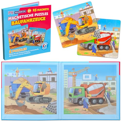 MAGNIKON Magnetpuzzle Baufahrzeuge 25 Teile, Magnet Puzzles ab 2 Jahren, Magnetische Puzzles, Beschäftigung Flugzeug Kinder, Magnetspiel, Reisespiel, Spiele für unterwegs MAGNIKON Magnetpuzzle Baufahrzeuge 25 Teile, Magnet Puzzles ab 2 Jahren, Magnetische Puzzles, Beschäftigung Flugzeug Kinder, Magnetspiel, Reisespiel, Spiele für unterwegs von MK MAGNIKON