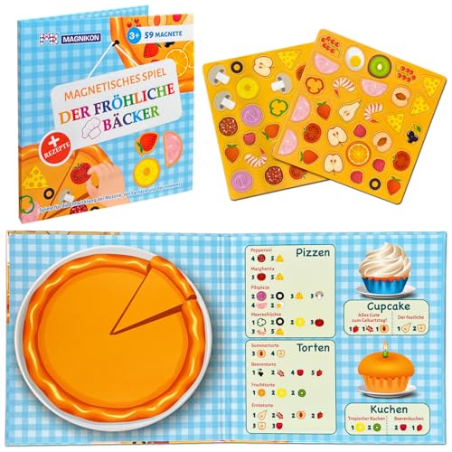 MAGNIKON Magnetspiel Fröhlicher Bäcker 59 Magnete, Spiel für unterwegs, Beschäftigung Kinder Restaurant, Spielerisch Zählen Lernen, Spielküche zum Mitnehmen, Montessori Spielzeug ab 3 Jahre von MK MAGNIKON
