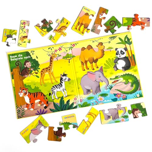 MAGNIKON UD112 Erste Puzzles Tiere in Afrika und Asien mit 25 Teilen, Puzzle ab 2 Jahren, Kinder Beschäftigung, Spiele für unterwegs, Magnet Spielzeug, Reisespiele Kinder ab 3, Magnetspiel von MK MAGNIKON
