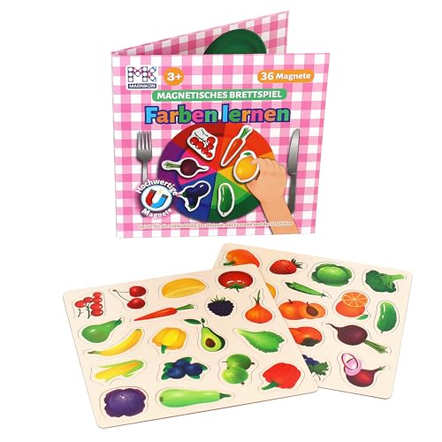 MAGNIKON UD39- Magnetspiel Farben Lernen mit 36 Magneten, Spielzeug zum Lernen, Obst und Gemüse Spielzeug, Magnetspiele für Kinder, Lernspielzeug ab 3 Jahre von MK MAGNIKON