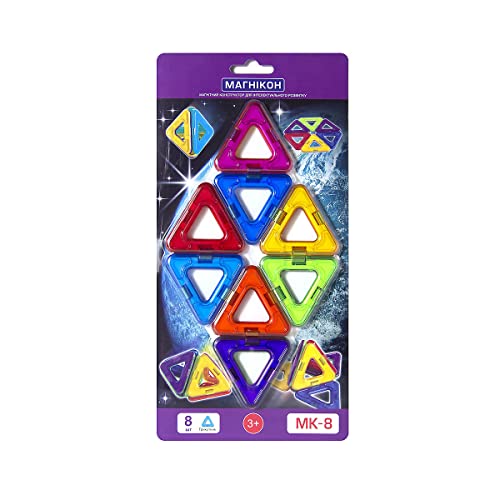 MAGNIKON Magnetische Bausteine Dreiecke 8 STK, Magnetsteine Erweiterung MK-8, 8 Teile, Standardgröße, Bauklötze, Magnete Kinder, Konstruktionsspielzeug, Magnet Bausteine, Magnetspiel ab 3 Jahre von MK MAGNIKON