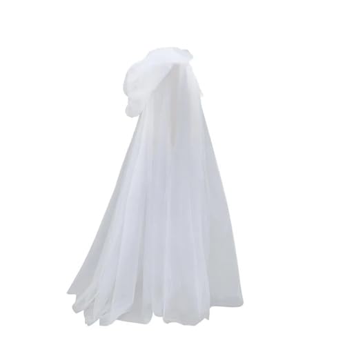 Hexenmantel for Frauen Kapuze Tüll Hochzeit Bridals Bodenlangen weichem Mesh(White 1PC,Triple Layer_AS SHWON) von MKEMQXBEP