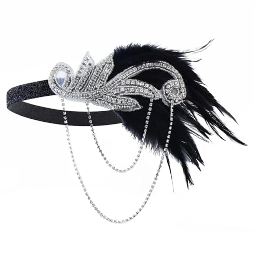 MKEMQXBEP 1PCS Kleid Zubehör Retro Party Requisiten Stirnband Feder Band for Hochzeit(DEG0075) von MKEMQXBEP