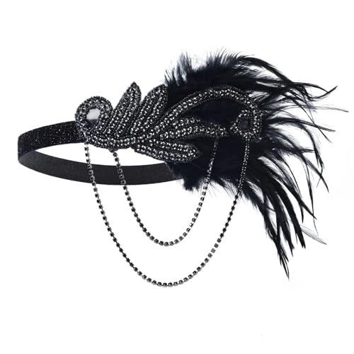 MKEMQXBEP 1PCS Kleid Zubehör Retro Party Requisiten Stirnband Feder Band for Hochzeit(DEG0079) von MKEMQXBEP