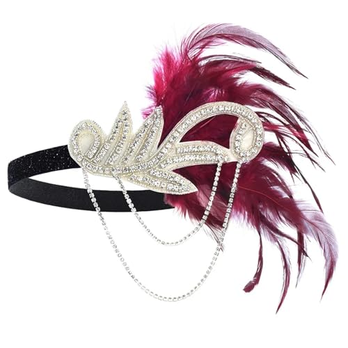 MKEMQXBEP 1PCS Kleid Zubehör Retro Party Requisiten Stirnband Feder Band for Hochzeit(DEG0081) von MKEMQXBEP