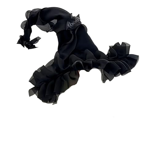 MKEMQXBEP Hexenhut mit großer Krempe for den Urlaub, Kostüm-Requisite, Kopfbedeckung, Accessoire(All black 1pc) von MKEMQXBEP