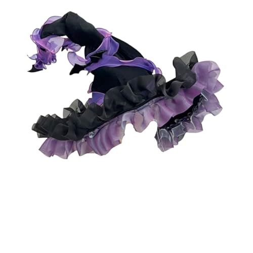 MKEMQXBEP Hexenhut mit großer Krempe for den Urlaub, Kostüm-Requisite, Kopfbedeckung, Accessoire(PURPLE 1PC) von MKEMQXBEP