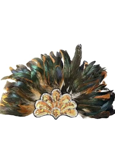 MKEMQXBEP Showgirl Fascinator Stirnband Karneval Feder Kopfschmuck Weihnachten Haarbänder Feder Kopfschmuck(COLOR 7 1PC) von MKEMQXBEP