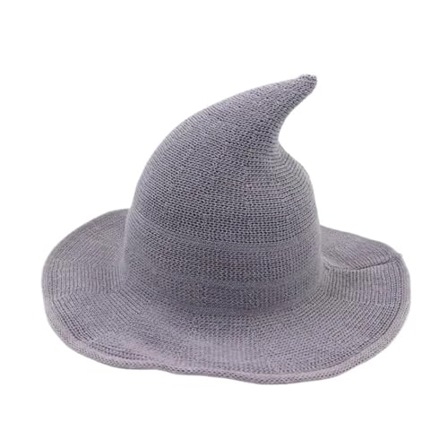 MKEMQXBEP Vintage Strick Damen Hexenhut Dress Up Party Maskerade Urlaub Dekoration Zubehör(Grey 1pc) von MKEMQXBEP