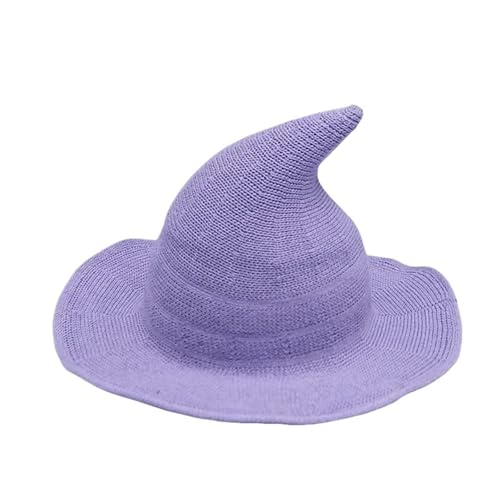 MKEMQXBEP Vintage Strick Damen Hexenhut Dress Up Party Maskerade Urlaub Dekoration Zubehör(LIGHT purple 1pc) von MKEMQXBEP