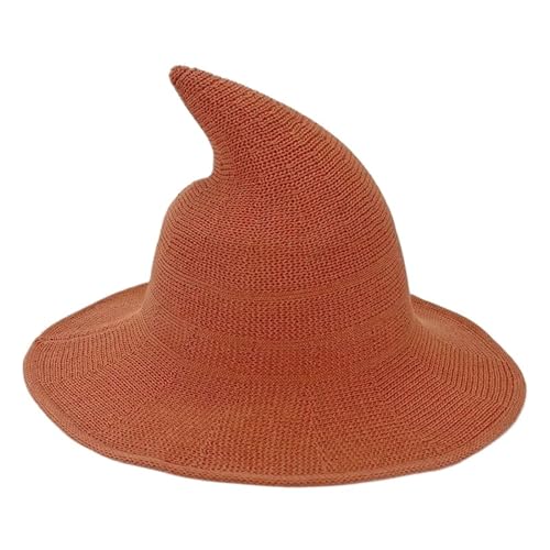 MKEMQXBEP Vintage Strick Damen Hexenhut Dress Up Party Maskerade Urlaub Dekoration Zubehör(Orange 1pc) von MKEMQXBEP