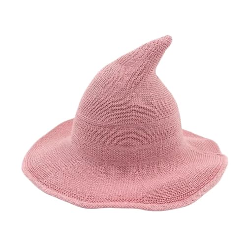 MKEMQXBEP Vintage Strick Damen Hexenhut Dress Up Party Maskerade Urlaub Dekoration Zubehör(Pink 1PC) von MKEMQXBEP