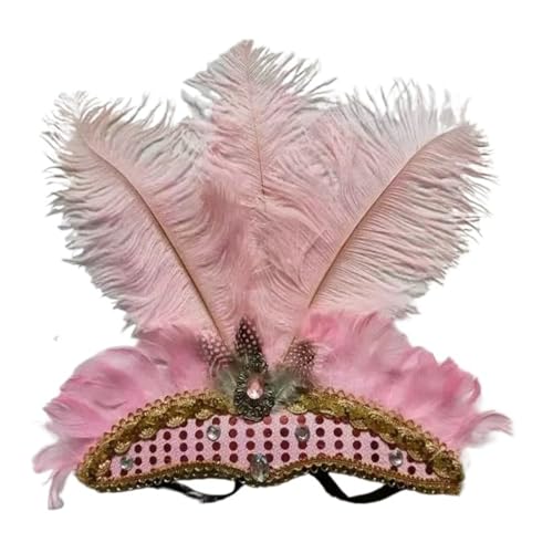 MKEMQXBEP Weihnachten Showgirl Stirnband Kopfschmuck Karneval Feder Kopfschmuck Halloween Haarbänder(HD6394-Pink) von MKEMQXBEP
