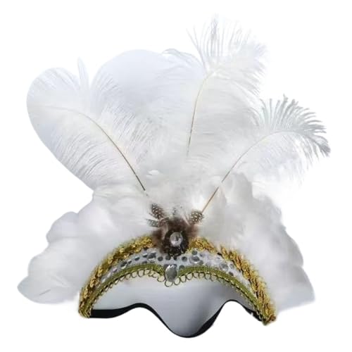 MKEMQXBEP Weihnachten Showgirl Stirnband Kopfschmuck Karneval Feder Kopfschmuck Halloween Haarbänder(HD6394-White) von MKEMQXBEP