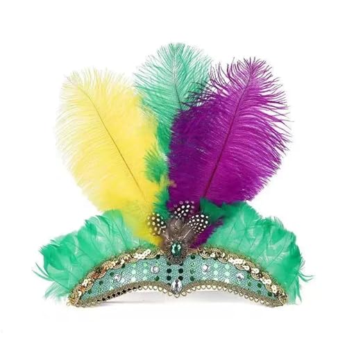 MKEMQXBEP Weihnachten Showgirl Stirnband Kopfschmuck Karneval Feder Kopfschmuck Halloween Haarbänder(HD6394-color Y) von MKEMQXBEP