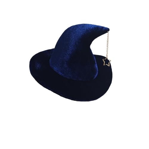Urlaub Hexenhut mit Stern Mon Muster Maskerade Wizard Cosplay Party lustige Dress Up Requisiten(BLUE 1PC) von MKEMQXBEP